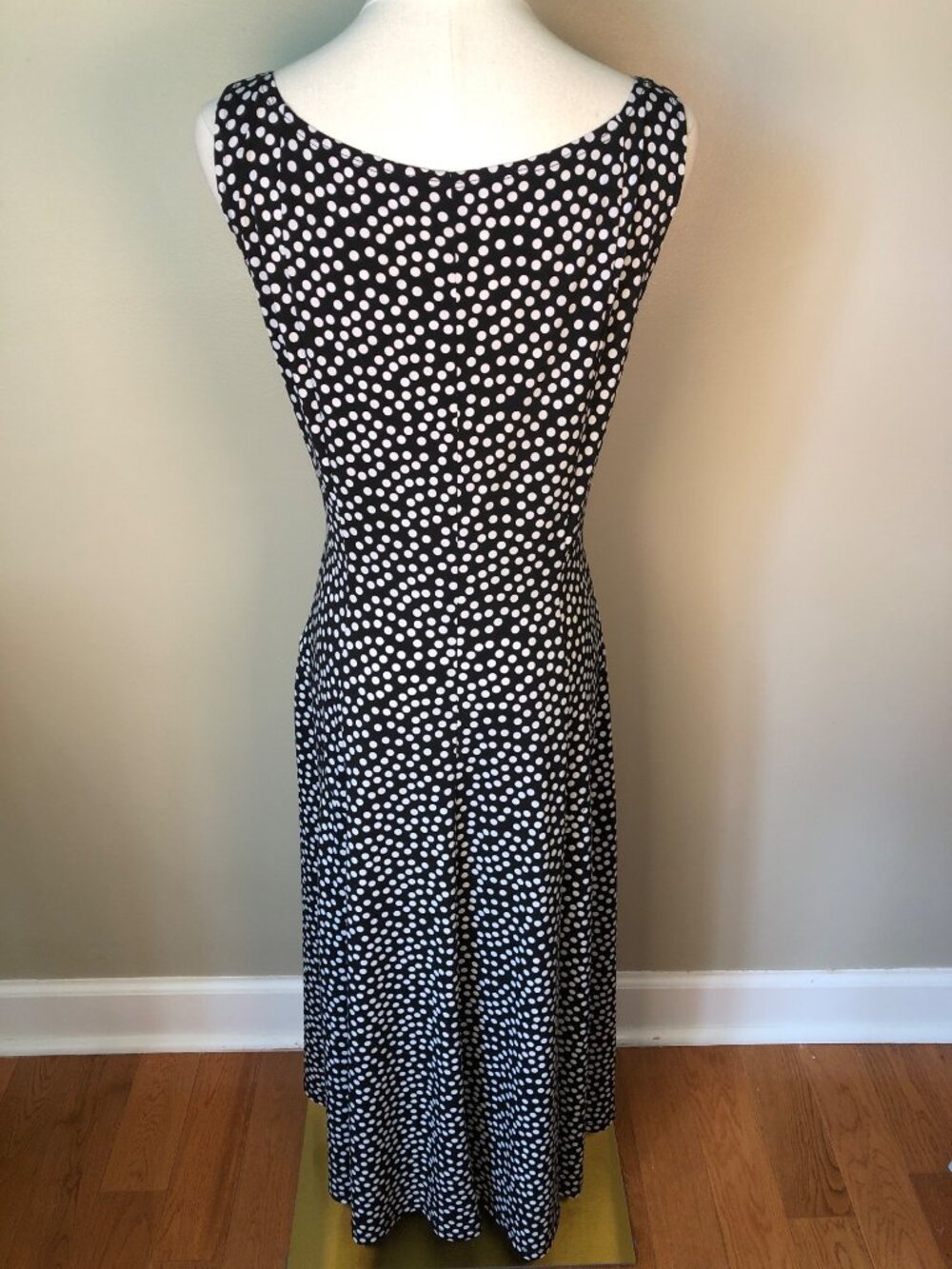 Jessica Howard Sleeveless Fit & Flare Black & White Polka Dot Midi Dress Size 8 - Picture 3 of 9